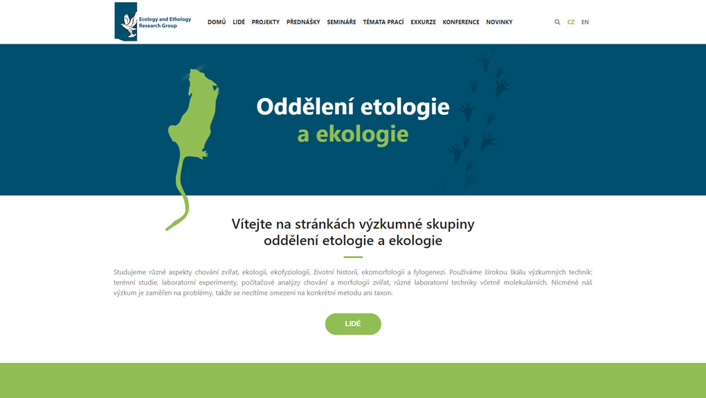 Obrázek reference Stránky oddělení ekologie a etologie na Karlově univerzitě