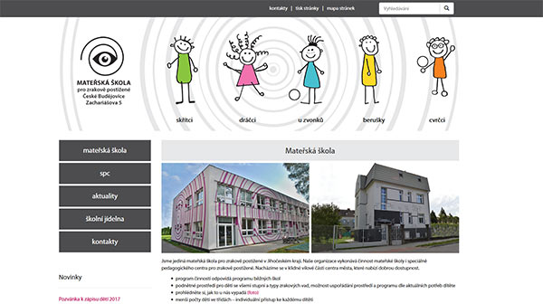 Obrázek reference Web pro mateřskou školu pro zrakově postižené